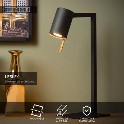 Lucide LESLEY - Lámpara de escritorio - 1xGU10 - Negro